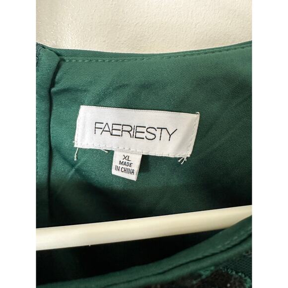 Fariesty Green Tulle Prom Dress w/ Black Sequins, Size XL (15), NIP - Picture 7 of 7